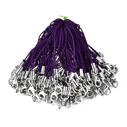 Polyester Cord Mobile Straps, with Platinum Plated Alloy Findings
