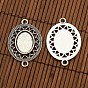 Tibetan Style Alloy Connector Cabochon Bezel Settings and Oval Transparent Glass Cabochons, Tray: 13x18mm, 39x26mm, Hole: 3mm, Glass Cabochons: 18x13mm