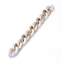 Handmade CCB Plastic & Opaque Acrylic Cuban Link Chain, Twisted Chain, for Jewelry Making, White