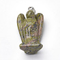 Mixed Angel Gemstone Pendants with Brass Clasps, Platinum Metal Color, 40x22x15mm, Hole: 10x4mm