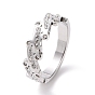 Crystal Rhinestone Oval Bar Finger Ring, 304 Stainless Steel Jewelry for Women