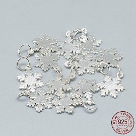 925 Sterling Silver Charms, with Jump Ring, Snowflake