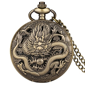 Кварцевые часы из сплава дракона с пластиком, ожерелья с подвесками для карманных часов