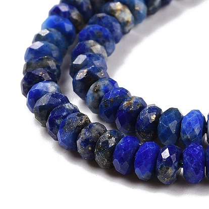 Naturales lapis lazuli de hebras de cuentas, facetados, Rondana plana