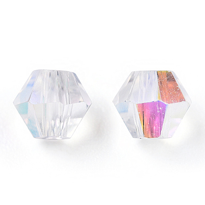 Galvanoplastie perles de verre transparentes, demi couleur ab plaqué, facette, Toupie