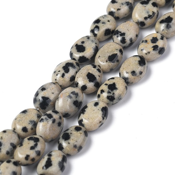 Natural Dalmatian Jasper Beads Strands, Oval
