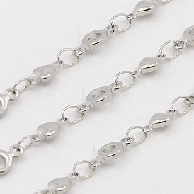 304 Stainless Steel Heart Chains, Decorative Chains, Soldered, with Donut Connector, 4x2mm