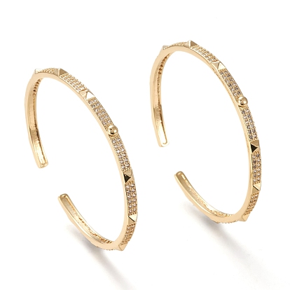 Brass Micro Pave Clear Cubic Zirconia Cuff Bangles