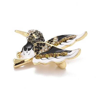 Bird Enamel Pin with Rhinestone, Animal Alloy Badge for Backpack Clothes, Golden
