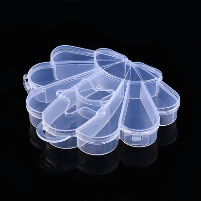 Rectangle Polypropylene(PP) Bead Storage Containers, with Hinged Lid and 9 Grids, for Jewelry Small Accessories, Shell