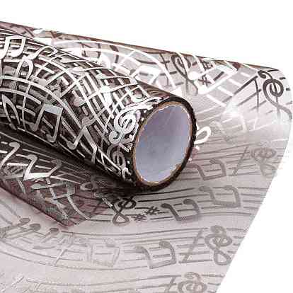 Rubans de maille déco imprimés note de musique, tissu de tulle, pour la décoration de la maison de fête