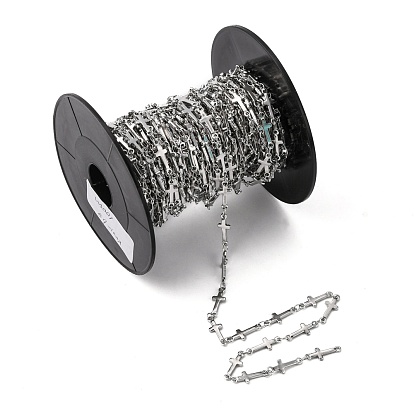 304 cadenas de eslabones de acero inoxidable, cadenas decorativas, soldada, con conector cruz, 5 mm