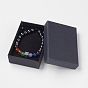 Chakra bijoux, bracelets de perles tressées d'hématite synthétique non magnétique, avec pierres mixtes et les accessoires en alliage , corde de nylon, des boîtes en carton