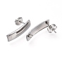 304 Stainless Steel Stud Earring Findings, with Loop & Ear Nuts/Earring Backs, Rectangle