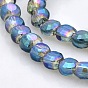 Half Rainbow Plated Faceted Flat Round Glass Beads Strands