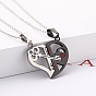 2Pcs 2 Style Word 1314 520 Couple Necklaces Set, 201 Stainless Steel Matching Heart Pendants Necklace for Bestfriends Lovers