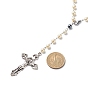 Ожерелья из синтетического гематита и стеклянных четок для женщин, ожерелья с подвесками из сплава Иисуса Креста