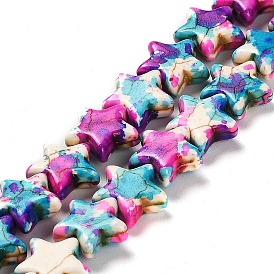 Synthetic Turquoise Beads Strands, Star, Dyed