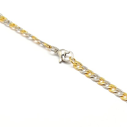 304 Stainless Steel Curb Chain/Twisted Chain Necklace Making, with Lobster Claw Clasps, 17 inch ~18 inch (432mm~457mm), 4mm