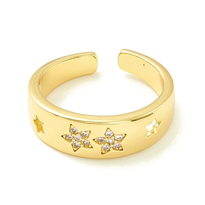 Clear Cubic Zirconia Star Open Cuff Ring for Women, Cadmium Free & Lead Free