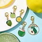 Fruits Alloy Enamel Pendant Decorations, with Zinc Alloy Lobster Claw Clasps, Mixed Shapes
