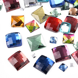 Glass Cabochons, Faceted, Square