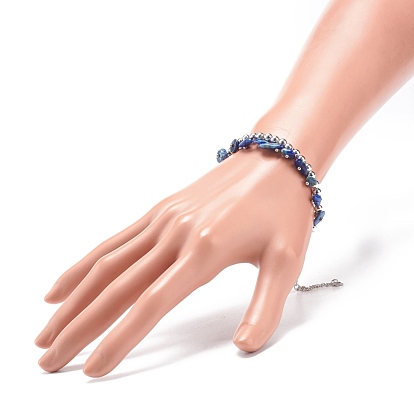 Synthetic Hematite & Natural Gemstone Chips Beaded Bracelet for Women