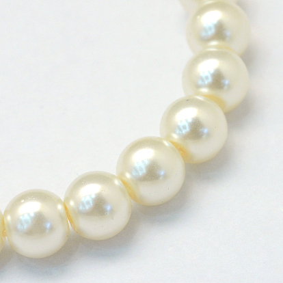 Perles de perles en perles de verre peintes, nacré, ronde