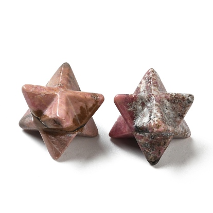 Perles naturelles de rhodonite, pas de trous / non percés, Merkaba Star