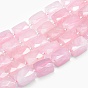 Natural Rose Quartz Beads Strands, Faceted, Cuboid