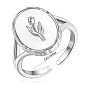 925 anillo de plata de ley ovalado con tulipanes abiertos, anillo de dedo grueso de concha natural para mujer