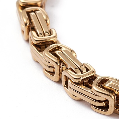 Vacuum Plating 304 Stainless Steel Byzantine Chain Bracelets, with Lobster Claw Clasps