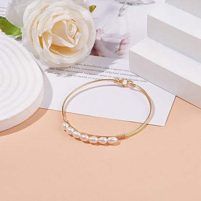 Bracelet en perles de perles naturelles, bijoux en fil de cuivre pour femmes