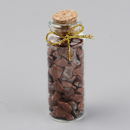 Mini Glass Wishing Bottles, with Gemstone Chip Beads inside, for Home Decoration