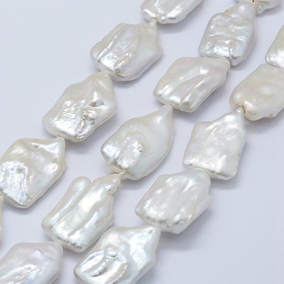 Hebras de perlas keshi de perlas barrocas naturales, perla cultivada de agua dulce, Rectángulo