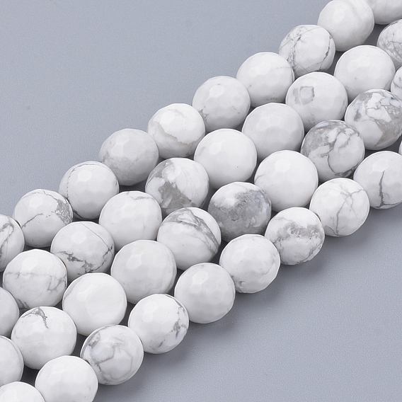 Chapelets de perles howlite naturelles , facette, ronde