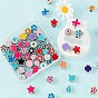 70Pcs 7 Style Flowers & Plants Series UV Plating Acrylic European Beads, with Enamel, Large Hole Beads, Clover & Letter X & Flower & Flower with Concave Dots