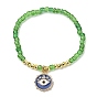 Bracelet extensible en hématite synthétique et perles de graines, bracelet à breloques mauvais œil en alliage émaillé