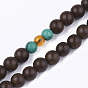 4 -loop style bijoux bouddhistes, bracelets de mala en bois de santal, avec alliage et perles d'agate naturelle, bracelets élastiques, ronde
