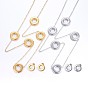 304 Stainless Steel Jewelry Sets, Necklaces and Stud Earrings, with Hollow, Flat Round