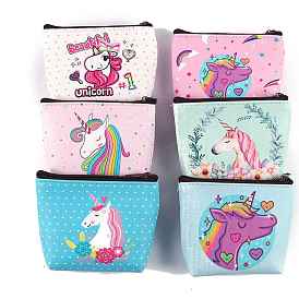 PVC Wallets, Clutch Bag with Zipper, Rectangle with Unicorn Pattern