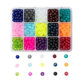 15 couleurs perles de verre transparentes, pour la fabrication de bijoux en perles, givré, ronde