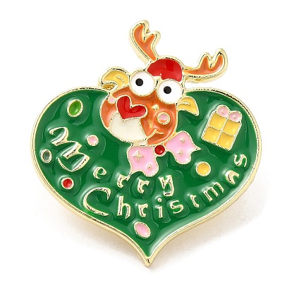 Эмалированные булавки на рождественскую тематику, Значок из легкого золотого сплава для рюкзака, олень/Санта-Клаус