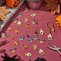 28 pcs 7 pendentifs en émail d'alliage d'halloween de style, citrouille fantôme et maison de citrouille et bonbons avec oeil