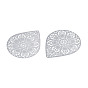 201 Stainless Steel Filigree Pendants, Etched Metal Embellishments, Drop with Flower