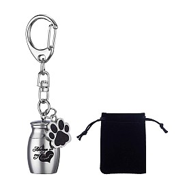 Pet Urns for Dogs Ashes,Paw Print KeyChain Pet Cremation Jewelry Stainless Steel Dog Urn Pendant Pet Keepsake Cat & Dog Urn with Storage Bag