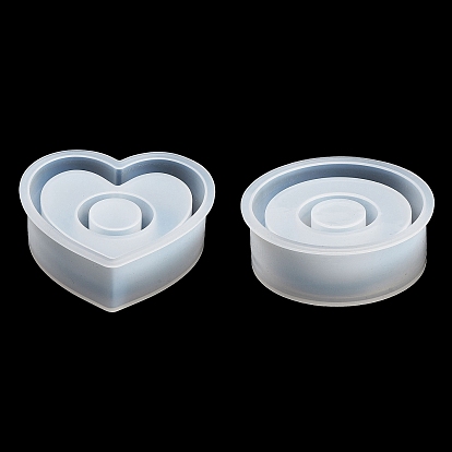 Плоские круглые/сердечные силиконовые формы для подсвечников своими руками, формы для литья гипса из смолы и цемента