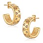 Clear Cubic Zirconia Moon Star Heart Stud Earrings, 430 Stainless Steel Half Hoop Earrings for Women