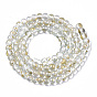Perles de verre transparentes peintes par pulvérisation, avec une feuille d'or, ronde