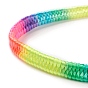 Pulsera ajustable trenzada de poliéster de color arcoíris para mujer